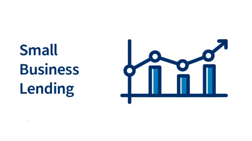 Small Business Lending icon with a decorative bar chart