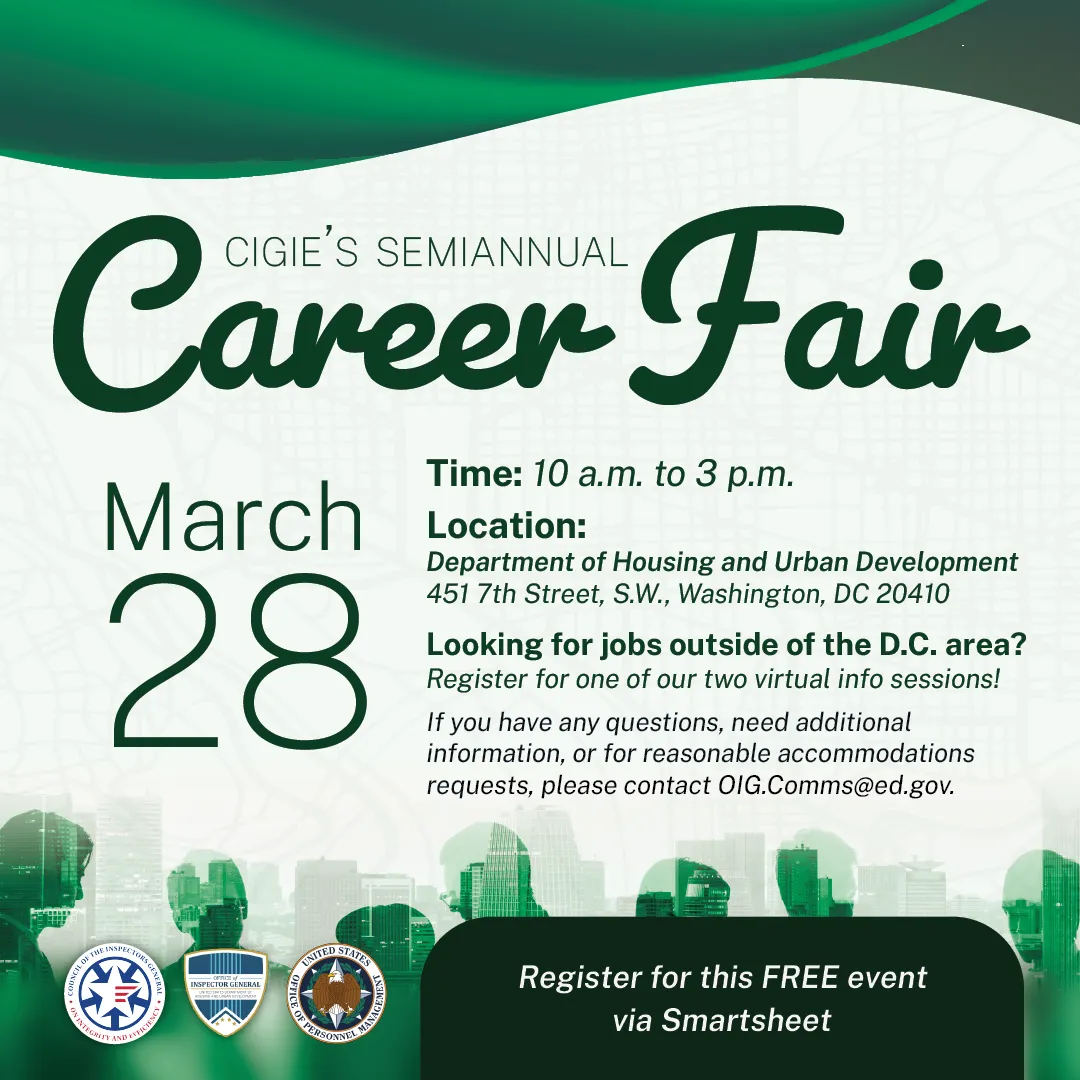 Council of the Inspector General on Integrity and Efficiency - Career Fair March 28 Flyer