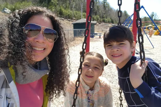 Mother and kids at the park 