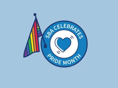 SBA celebrates Pride month logo and rainbow flag