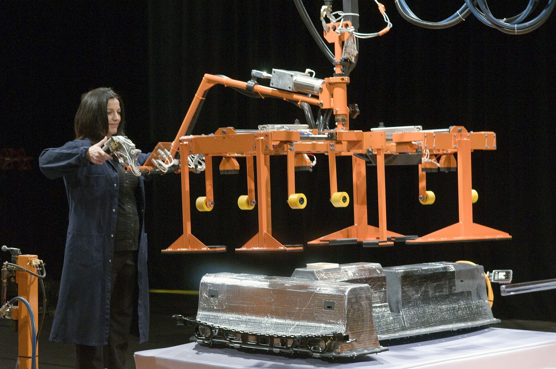 Lithium-ion battery pack off the line at a U.S. battery plant, Brownstown Township, Michigan. U.S. Department of Energy photo.