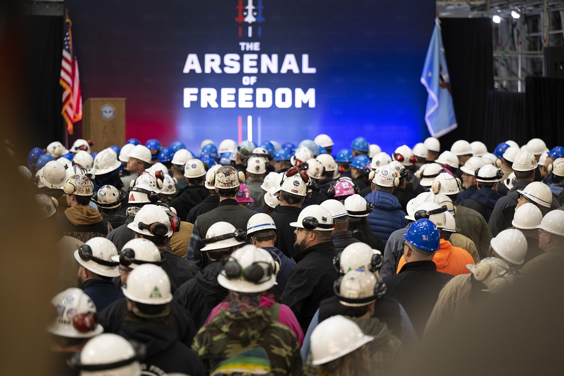 Shipbuilders at the Arsenal of Freedom Tour, Newport News, Virginia, January 5, 2026. Department of War photo.